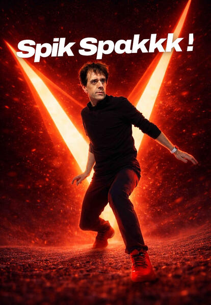 affiche publicitaire de spik spakkk, le spectacle de magie sur le thème de l'enfance, des objet du passé et des capsules temporelles.